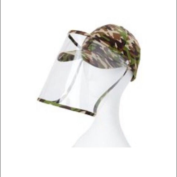 Camo Baseball Cap with Face Shield - Picture 1 of 3